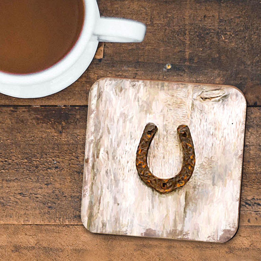 Horseshoe Art Wooden Cork Coasters Gift Set of 4 by Nature Wonders - Nature Wildlife Decor  - 8198622C-S4