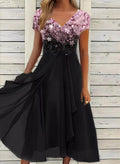 Serene Blooms Chiffon Patchwork Dress Womens Summer Dress Sb01