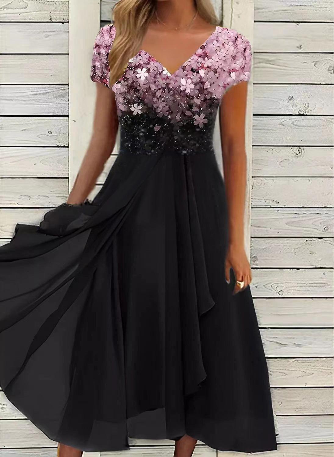 Serene Blooms Chiffon Patchwork Dress Womens Summer Dress Sb01