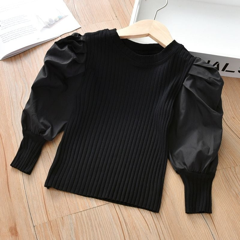 Girls Western Style Long Puff Sleeved Shirt