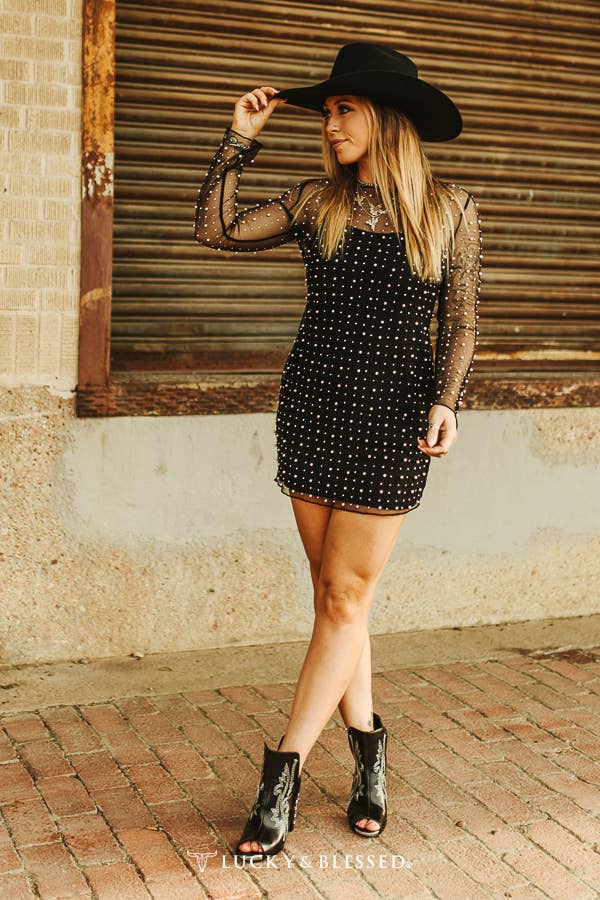Midnight Pearl Mesh Dress
