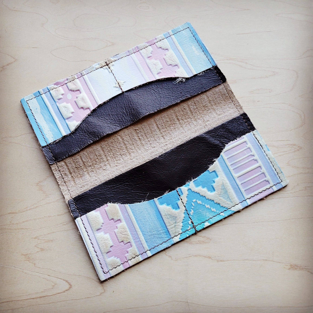 Embossed Leather Wallet-Pastel Navajo
