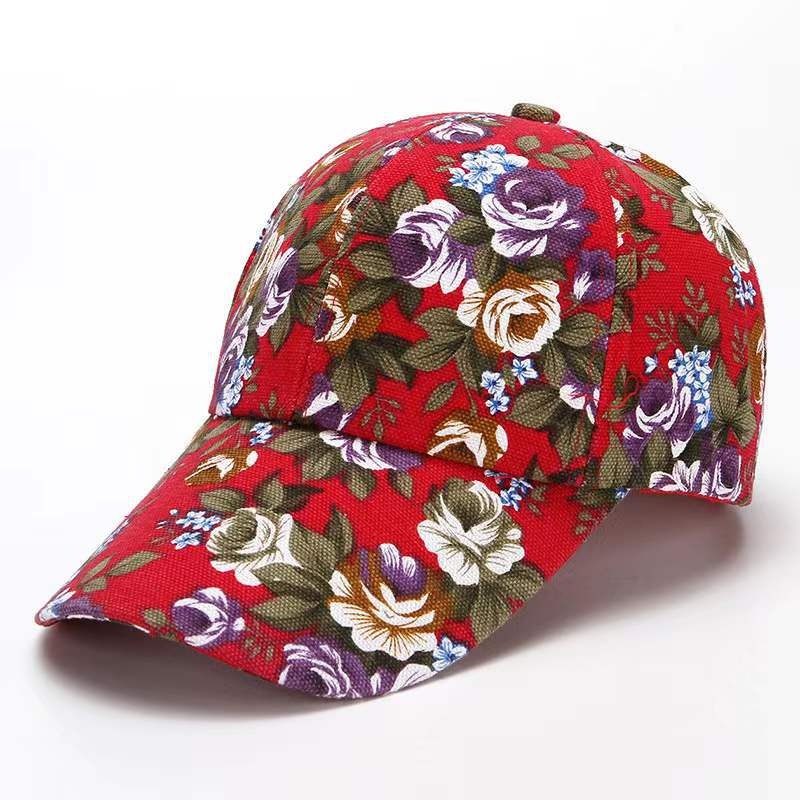 Floral Print Adjustable Baseball Cap Model Fp-001 Breathable Cotton