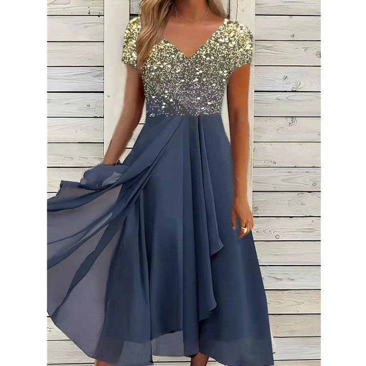 Serene Blooms Chiffon Patchwork Dress Womens Summer Dress Sb01