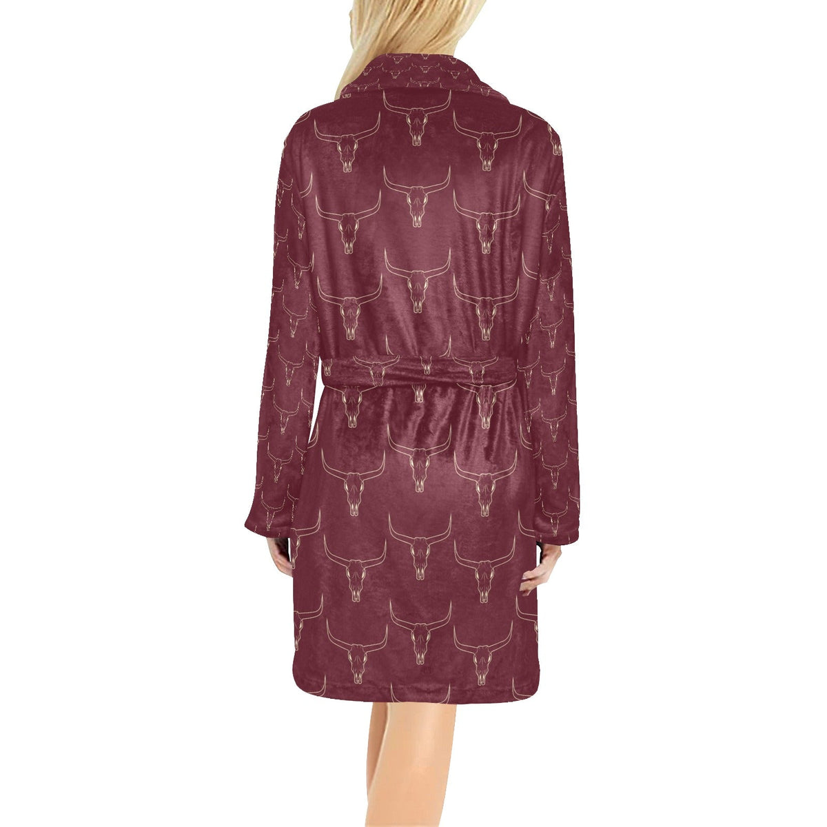 Baha Ranch Burgundy Longhorn Women's Western Bath Robe