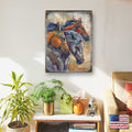 Let Them Run Horse Heads Wooden Wall Art by J. Bergsma - Nature Wildlife Decor  - 8592259B-JB