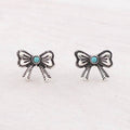 TIPI Brand Turquoise Semi Stone Bow Earrings: Turquoise/Silver