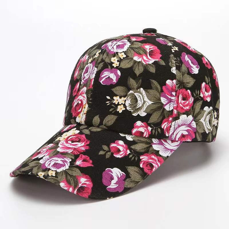 Floral Print Adjustable Baseball Cap Model Fp-001 Breathable Cotton