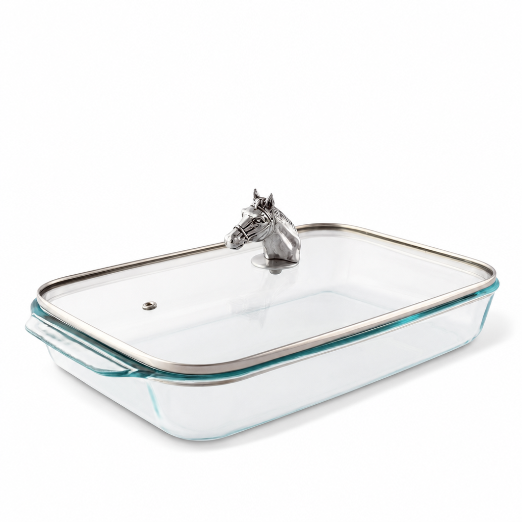 Horse Head with Pyrex 3 quart Baking Dish