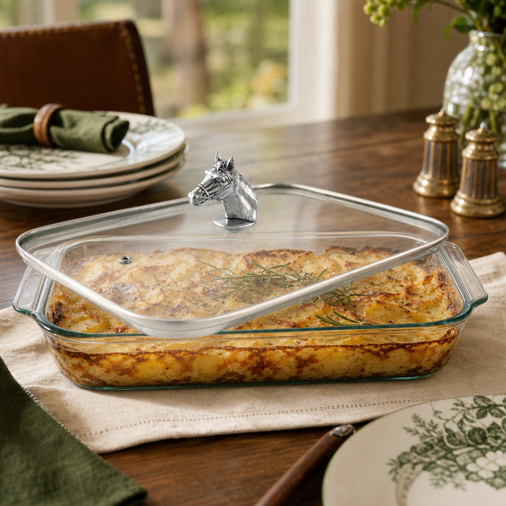 Horse Head with Pyrex 3 quart Baking Dish