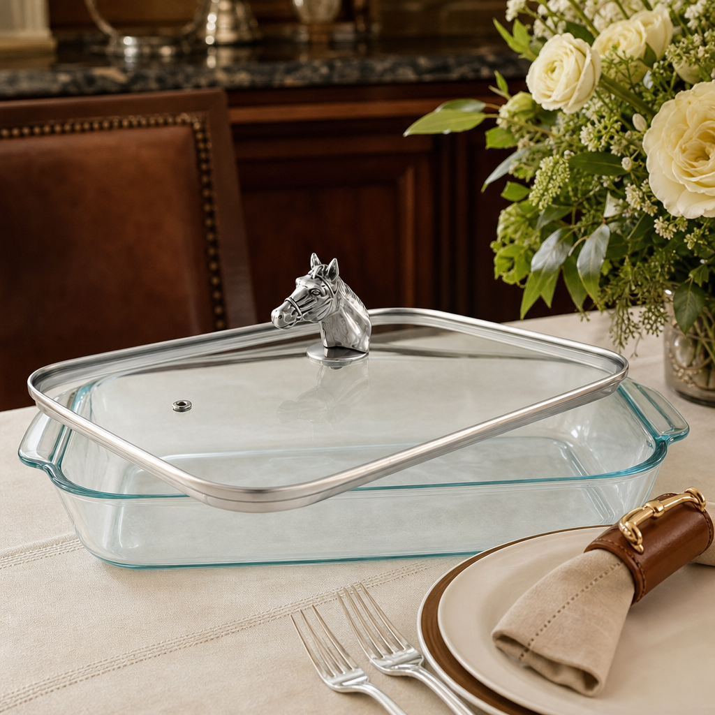Horse Head with Pyrex 3 quart Baking Dish