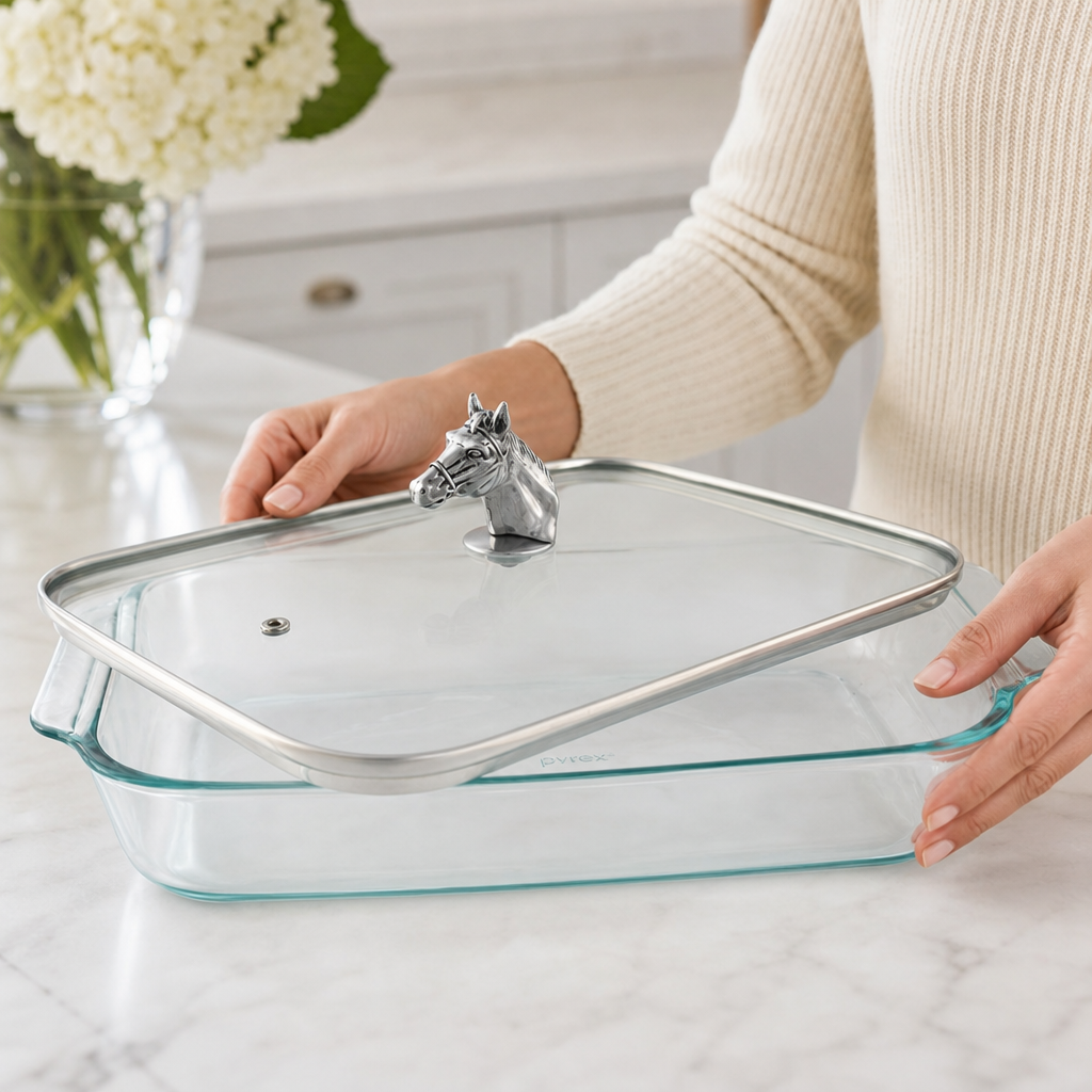 Horse Head with Pyrex 3 quart Baking Dish