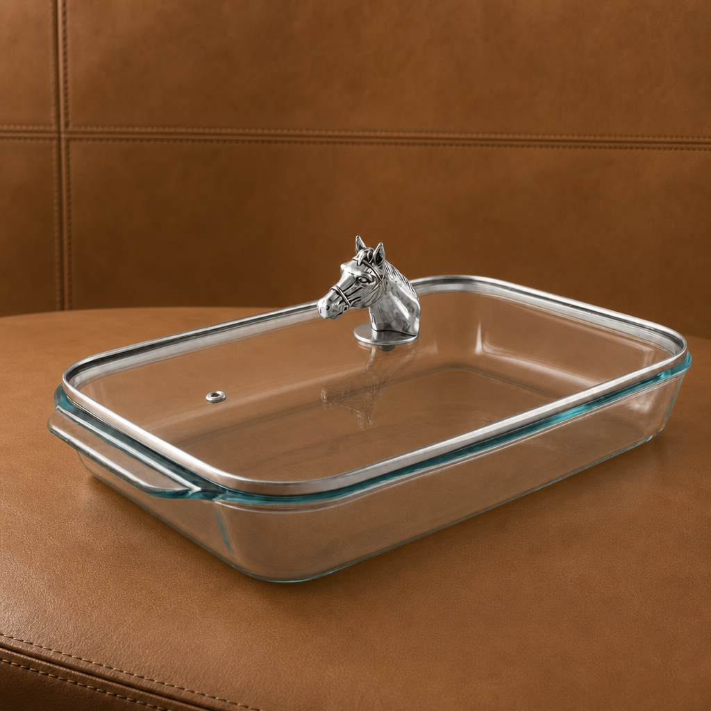 Horse Head with Pyrex 3 quart Baking Dish