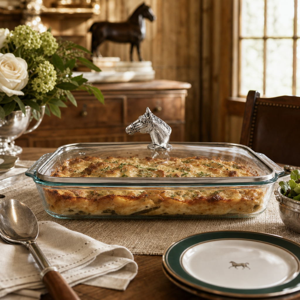 Horse Head with Pyrex 3 quart Baking Dish