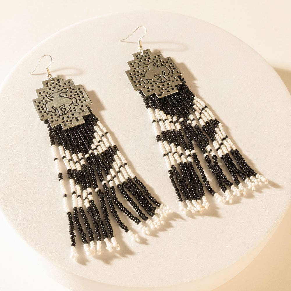 Stallion Smoke Beaded Earrings in Dusty Black