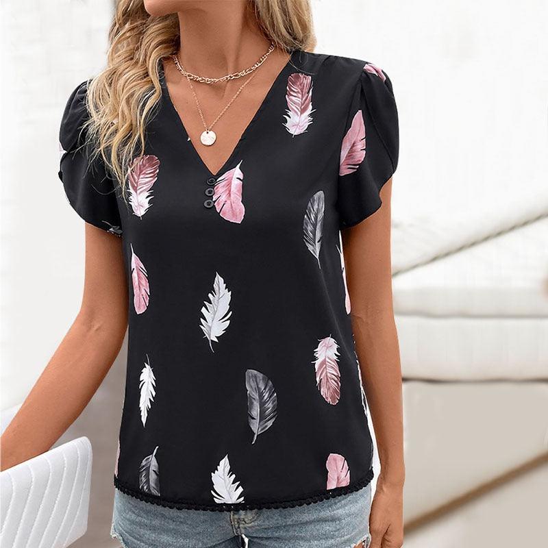 Feather Print Cowgirl Top Casual Wear for Everyday Western Style