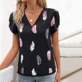 Feather Print Cowgirl Top Casual Wear for Everyday Western Style