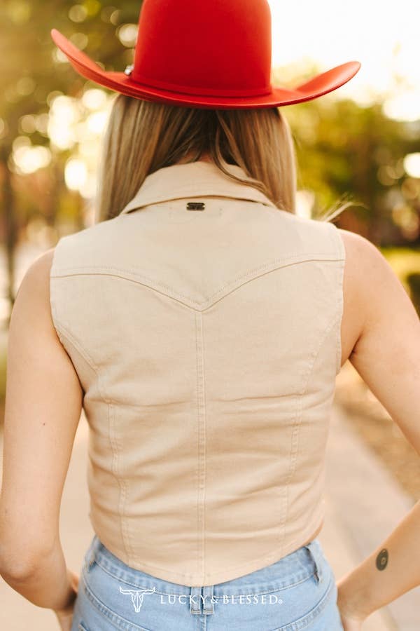 Sand Stretch Suede Zip Up Pocket Collared Peak Top