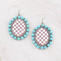 Checkered Concho Earrings: Turquoise/Silver
