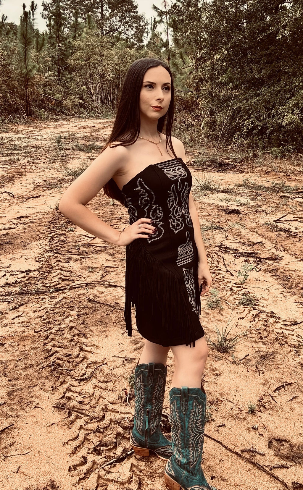 Black Dusk Fringe Dress