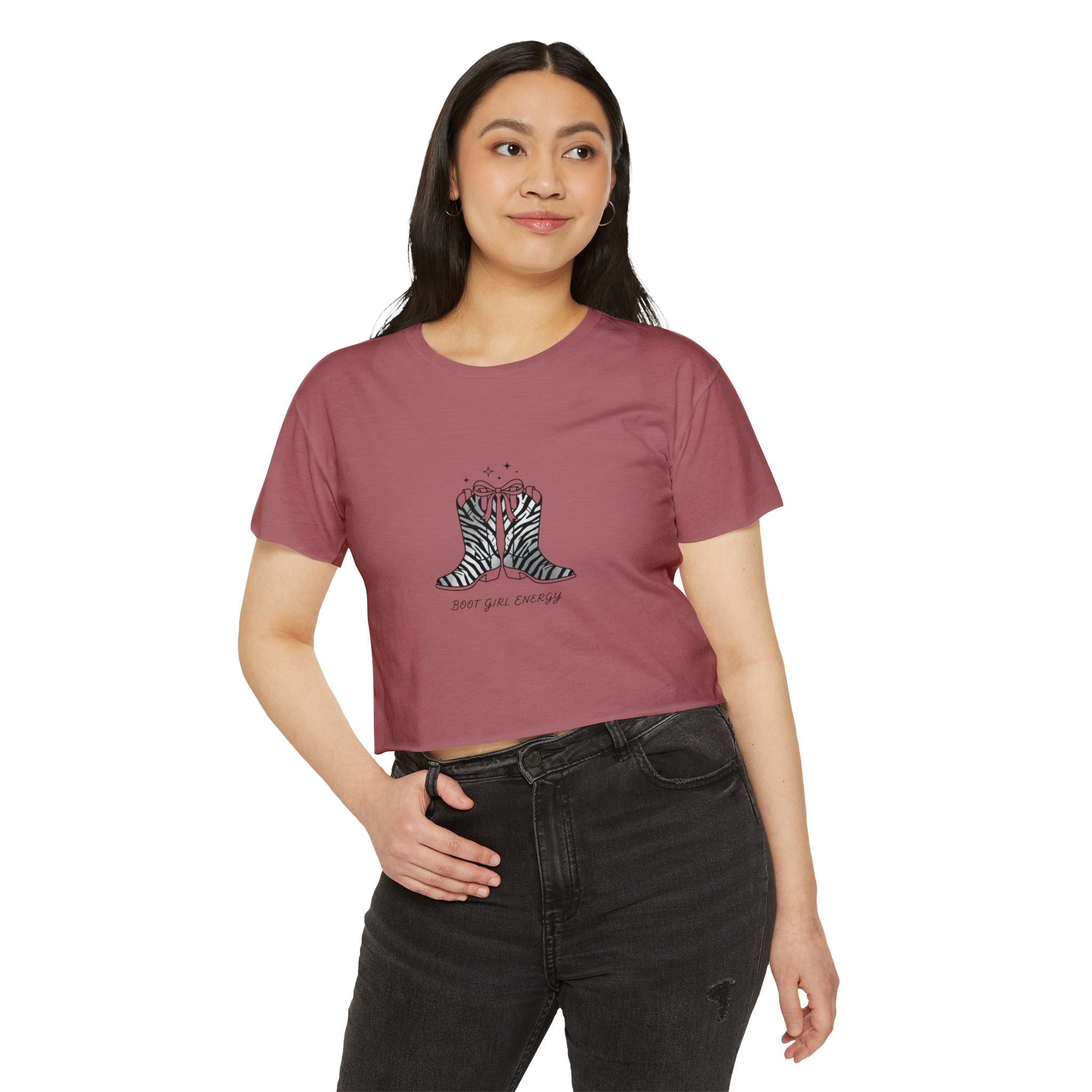Cowgirl Boots Crop Top — "Boot Girl Energy" Festival Tee
