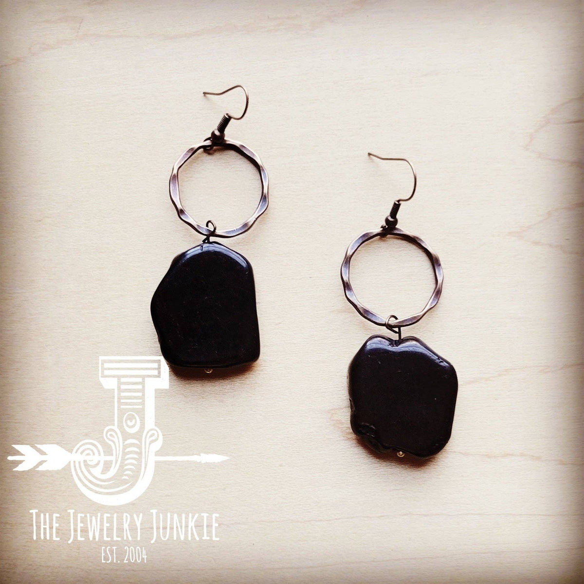 Black Turquoise Slab Earrings