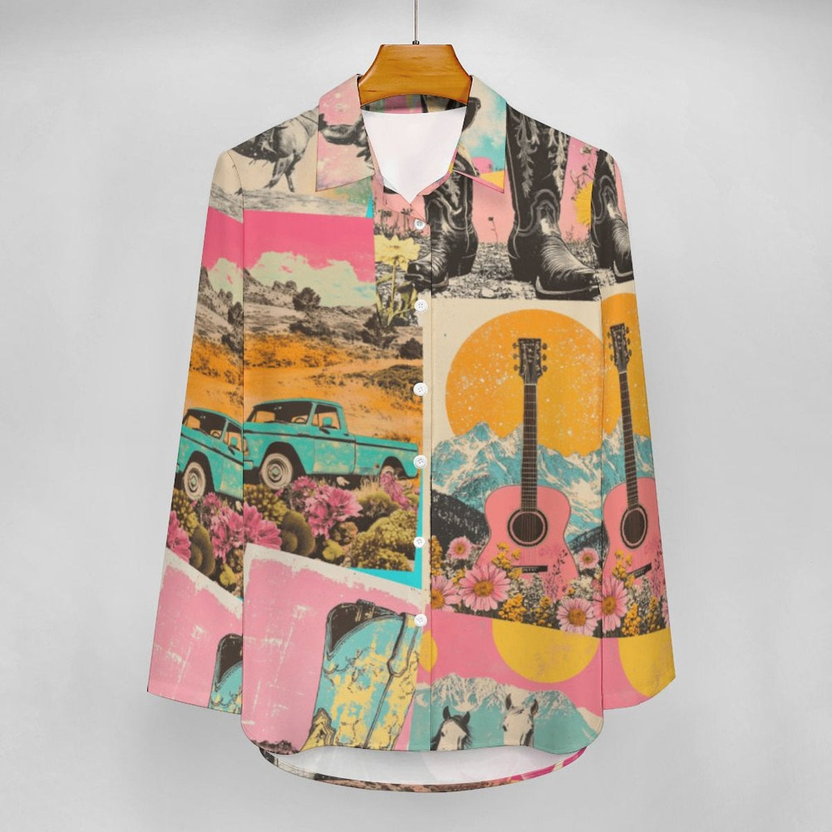 Baha Ranch Pop Western Wanted Button Up Blouse