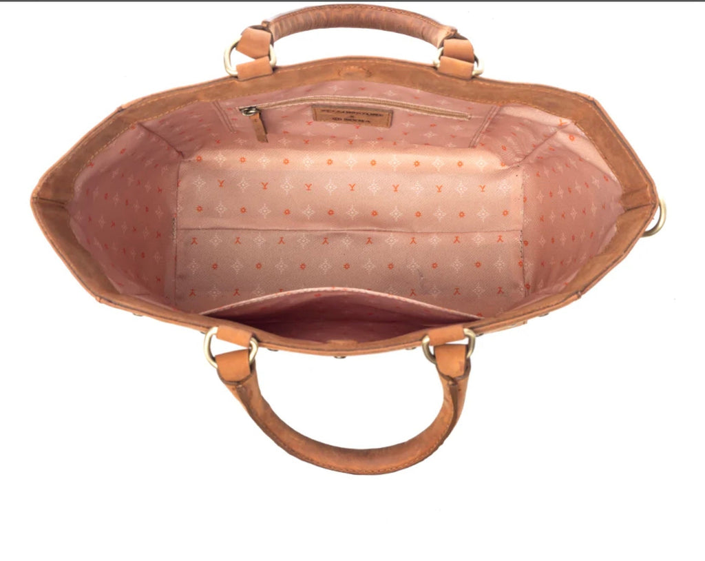 Myra: Yellowstone Valley Soul Studded & Embossed Tote Leather Bag