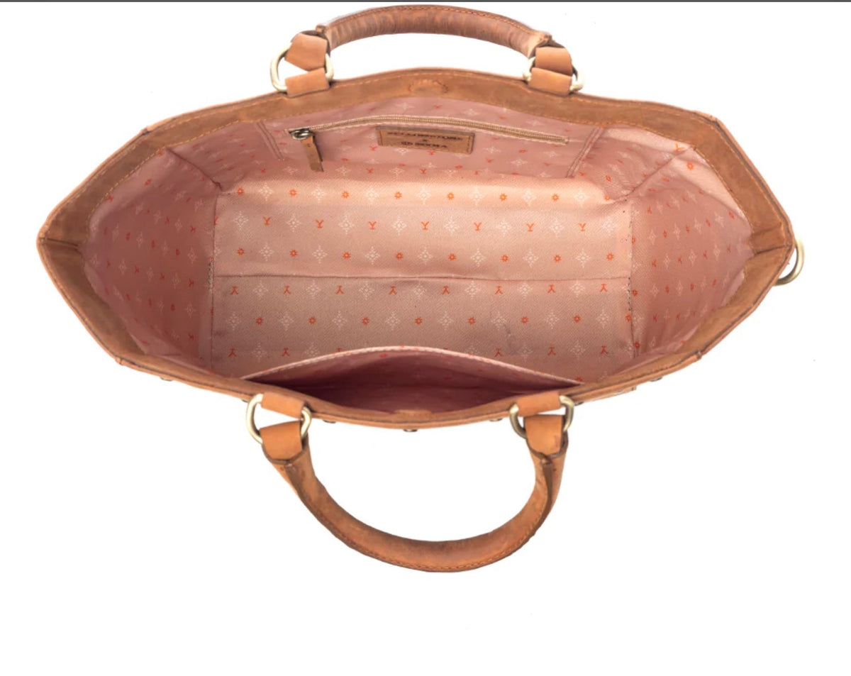 Myra: Yellowstone Valley Soul Studded & Embossed Tote Leather Bag