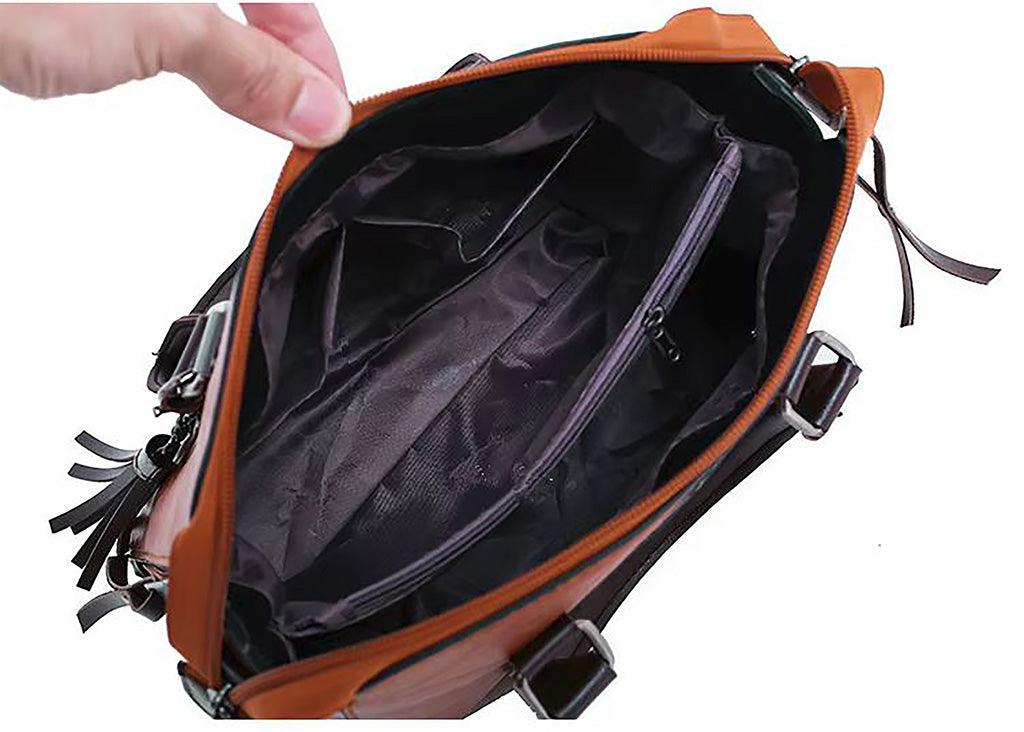 Vintage Leather 4 Piece Messenger Bag Set Carryall Model VL4P Tote Clutch