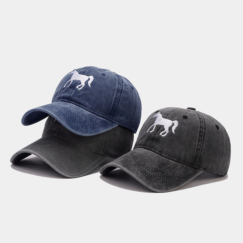 Horsing Around Distressed Cowgirl Baseball Cap Adjustable Embroidered Horse