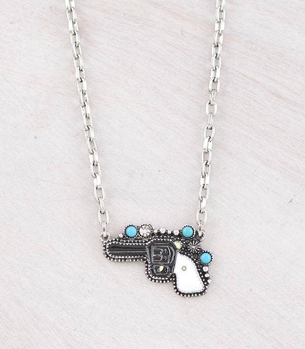 Pistol Pendant Necklace