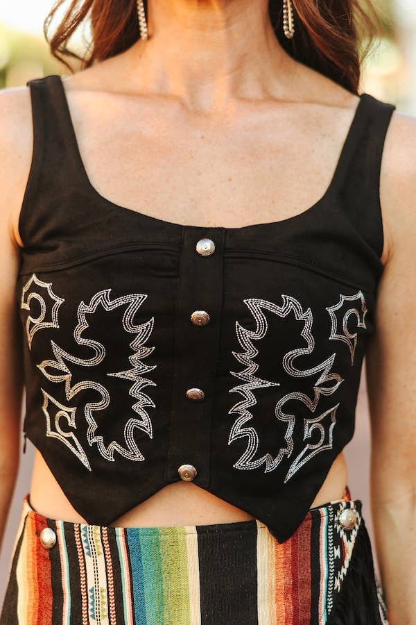 Prairie Rose Corset Top – Black