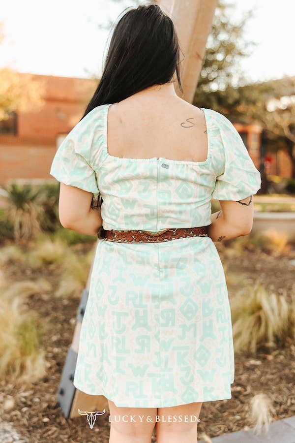 Brand & Check Puff Dress