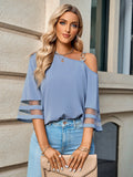 Western Chic One Shoulder Blouse Oblique Collar Wcosb Casual Top