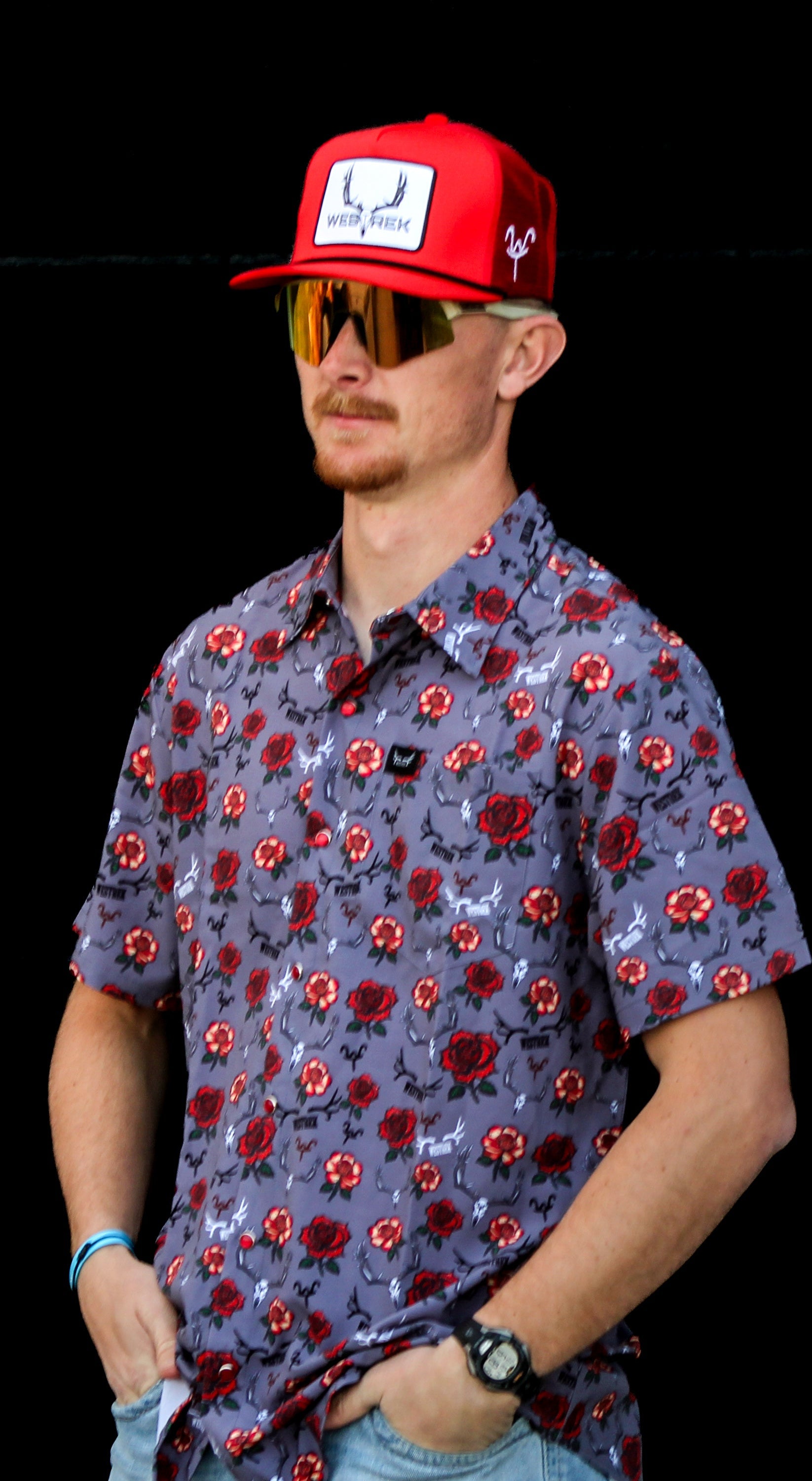 “Rowdy Rose” Pearl Snap Shirt | Western Red Pearl Snap Button-Up for Ranch & Rodeo | Westrek