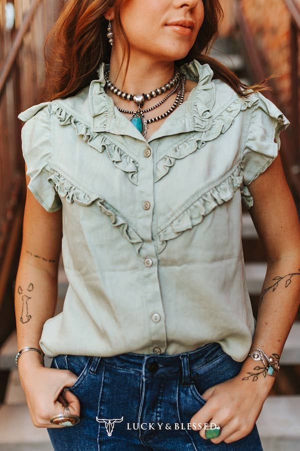 Concho Bloom Ruffle Shirt