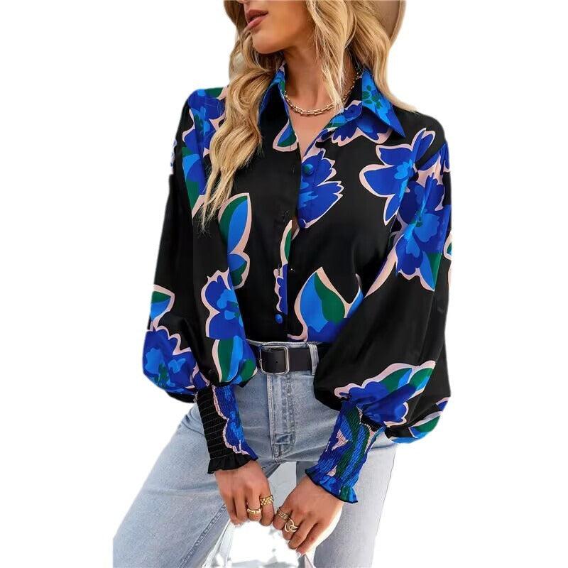 Boho Lantern Sleeve Top Relaxed Fit Casual Shirt for Women