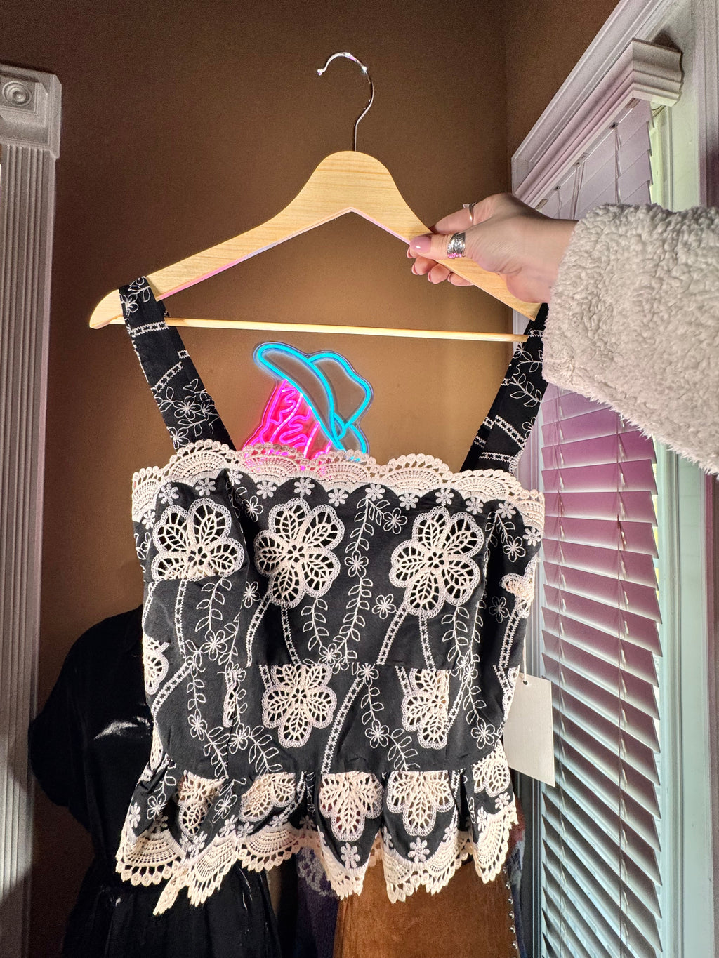 Floral Lace Embroidered Peplum Top