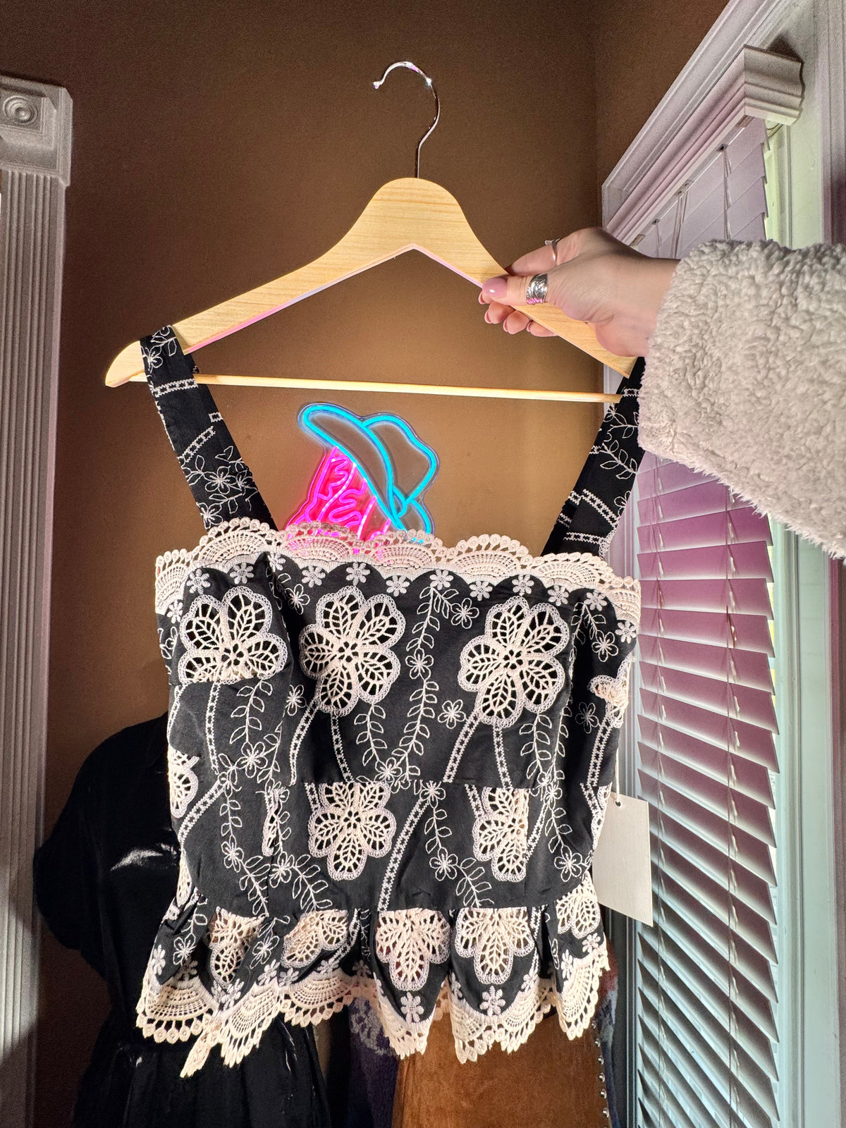 Floral Lace Embroidered Peplum Top