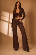 The Westwood Boot Cut Studded Fringe- Chestnut