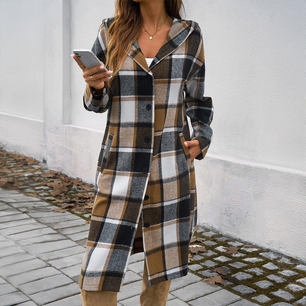 Hooded Checkered Cowgirl Jacket Model Checkerboard Outerwear
