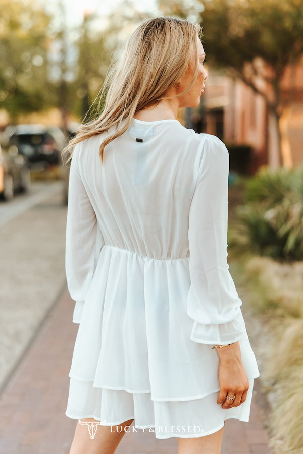 Wildheart Ruffle Dress-White