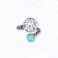 Western Rhinestone & Turquoise Open Cuff Ring