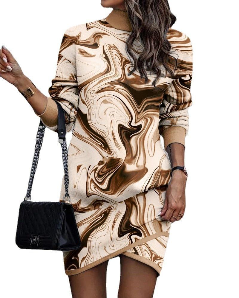 Wild West Chic Cowgirl Dress Long Sleeve High Neck Irregular