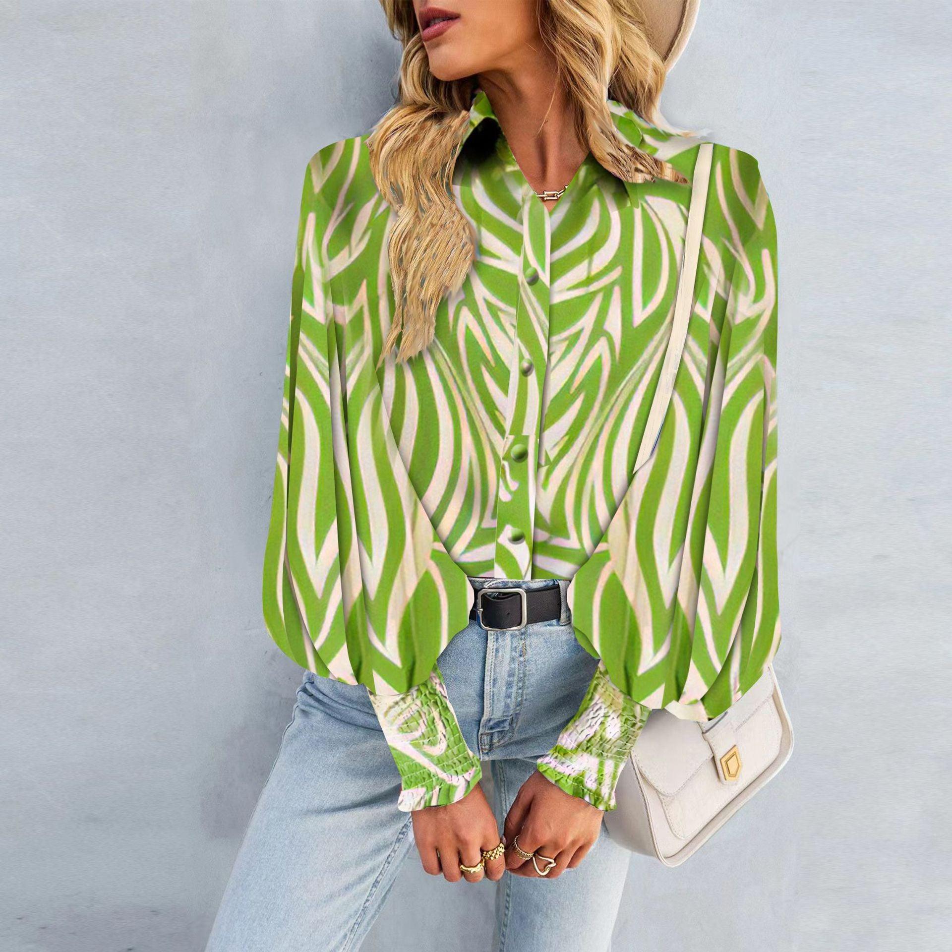 Boho Lantern Sleeve Top Relaxed Fit Casual Shirt for Women