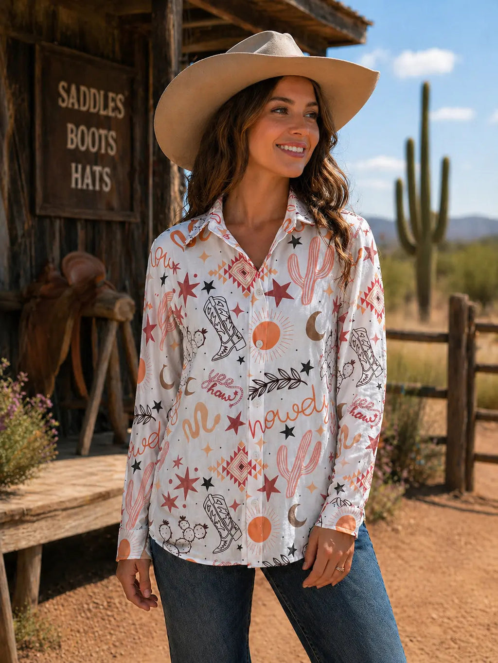 Yeehaw Howdy Cinched Back Shirt