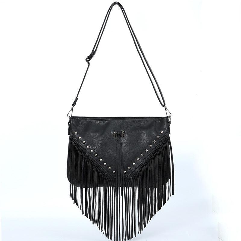 Trendy Riveted Tassel Shoulder Bag Model Trb01 Everyday Carry With Tassels
