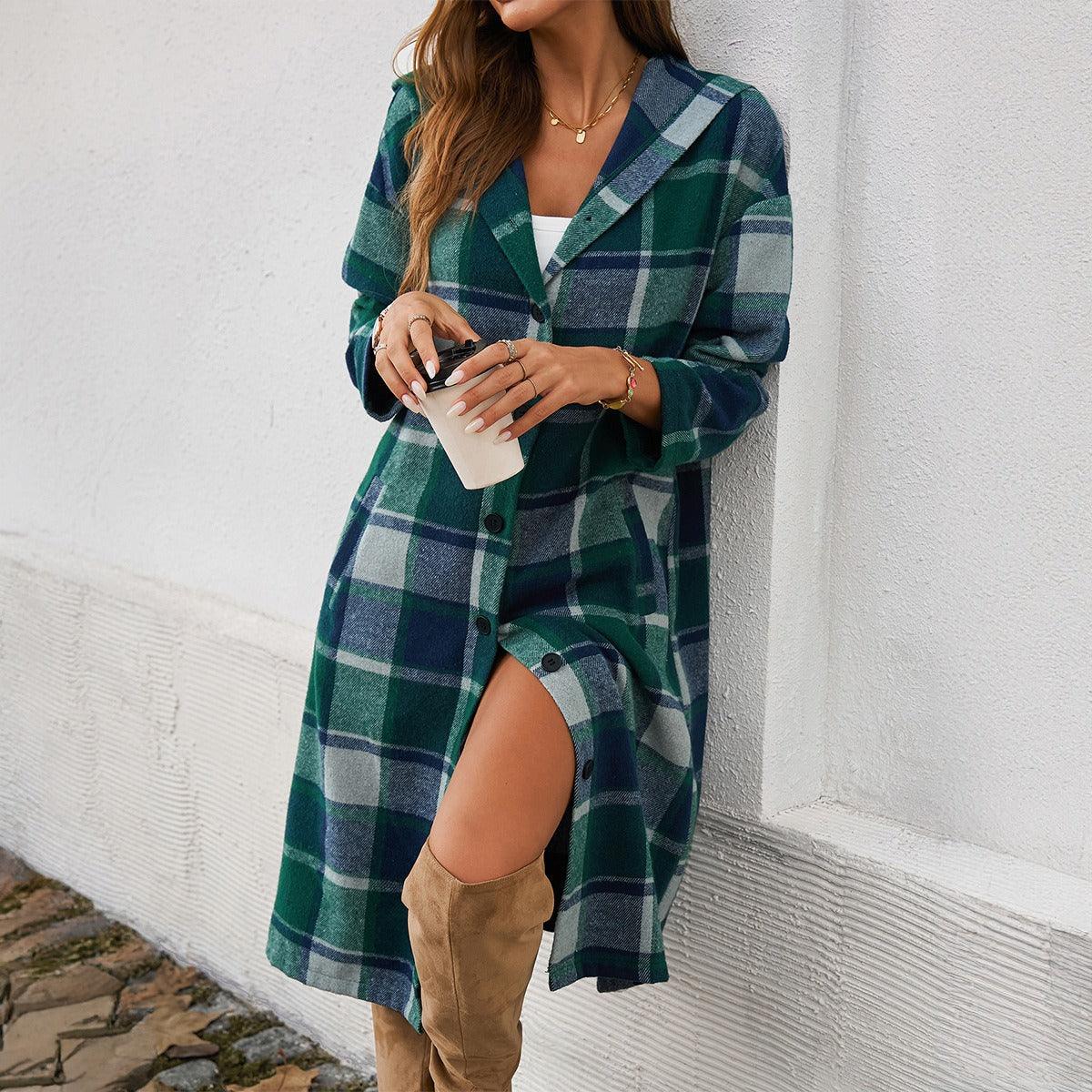 Hooded Checkered Cowgirl Jacket Model Checkerboard Outerwear