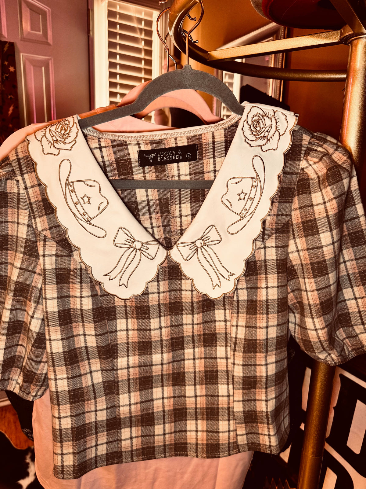 Rosy Ranch Plaid Blouse